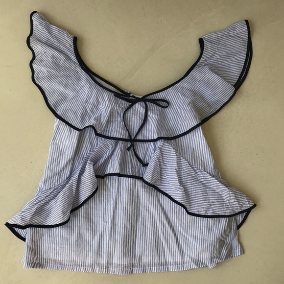 🎉HP J. Crew tipped ruffle top in stripe - Picture 2 of 7